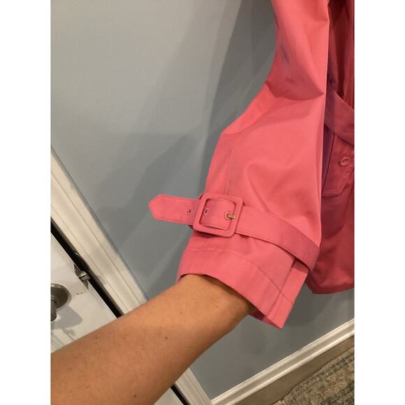 Talbots Womens Trench Coat Plus Size 16 Pink Classic Old Money Preppy Work Belt - Picture 9 of 13